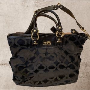 COA included Coach Madison Julianne Black Totebag Crossbody Satchel Canvas Bag